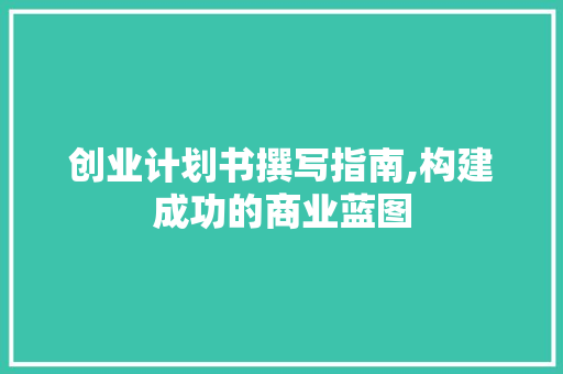 创业计划书撰写指南,构建成功的商业蓝图 工作总结