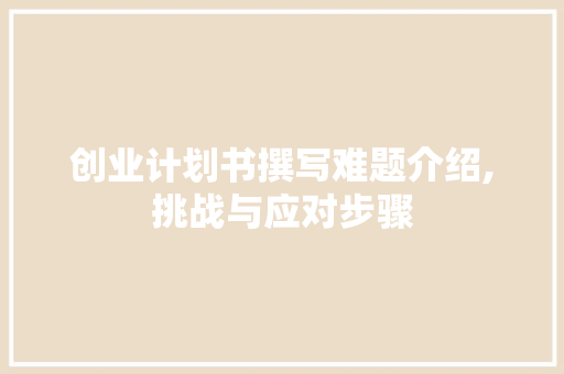 创业计划书撰写难题介绍,挑战与应对步骤