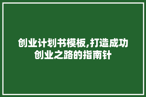 创业计划书模板,打造成功创业之路的指南针