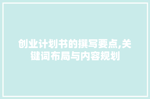 创业计划书的撰写要点,关键词布局与内容规划