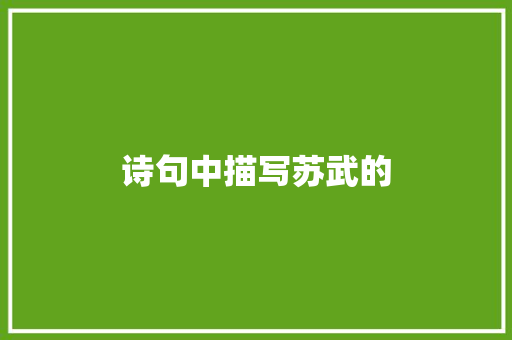 诗句中描写苏武的 社交媒体