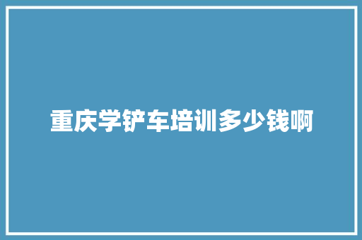 重庆学铲车培训多少钱啊