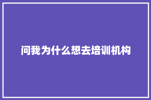 问我为什么想去培训机构