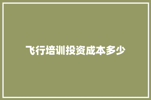 飞行培训投资成本多少 社交媒体