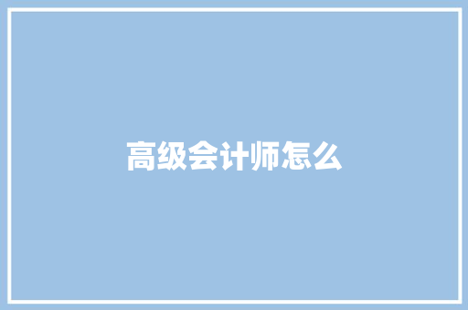 高级会计师怎么