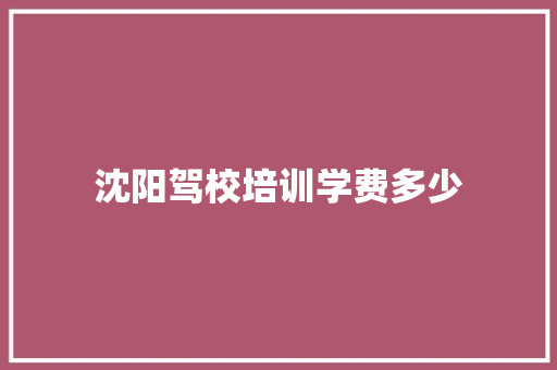 沈阳驾校培训学费多少