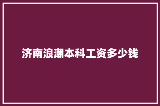 济南浪潮本科工资多少钱