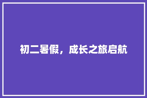初二暑假，成长之旅启航 工作总结