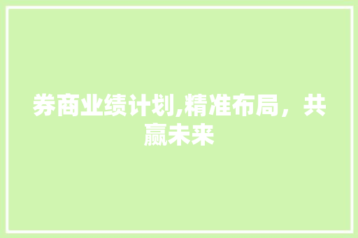 券商业绩计划,精准布局，共赢未来