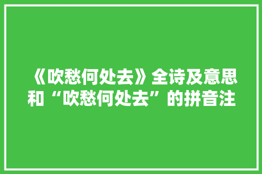 《吹愁何处去》全诗及意思和“吹愁何处去”的拼音注释 诗词鉴赏