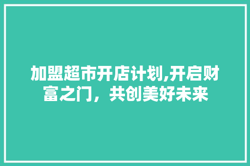 加盟超市开店计划,开启财富之门，共创美好未来