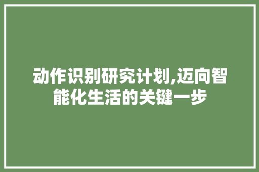 动作识别研究计划,迈向智能化生活的关键一步
