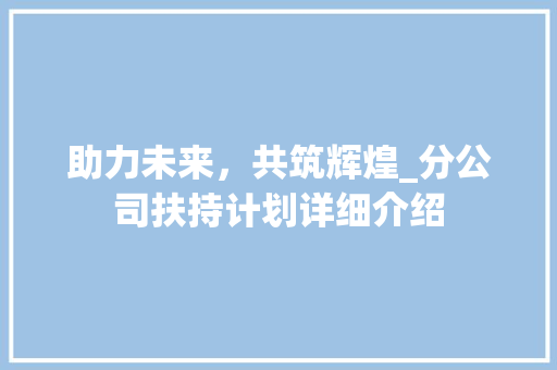 助力未来，共筑辉煌_分公司扶持计划详细介绍 职场写作