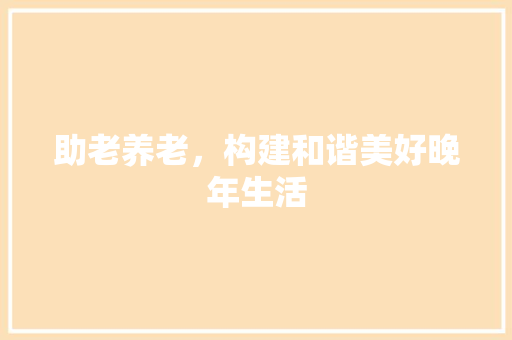 助老养老，构建和谐美好晚年生活