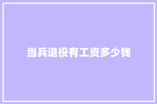 当兵退役有工资多少钱