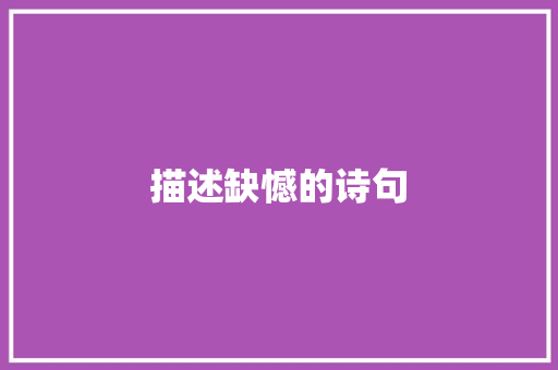 描述缺憾的诗句