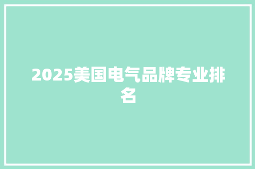 2025美国电气品牌专业排名