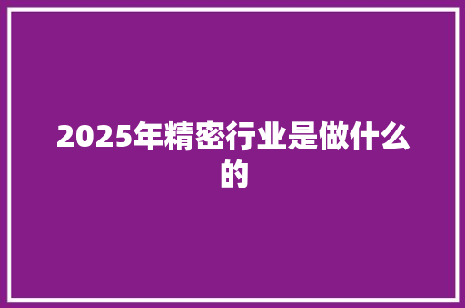 2025年精密行业是做什么的 社交媒体