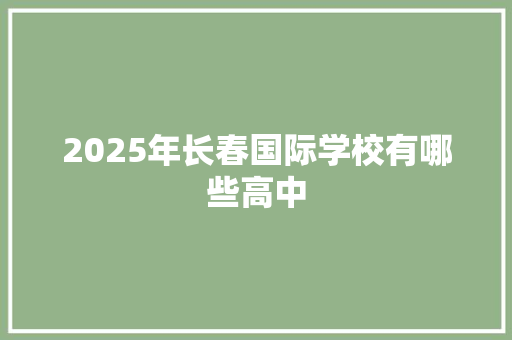 2025年长春国际学校有哪些高中 应用文