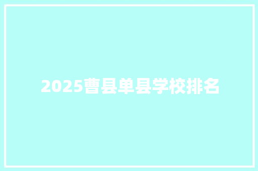 2025曹县单县学校排名 职场写作