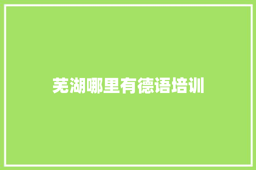 芜湖哪里有德语培训