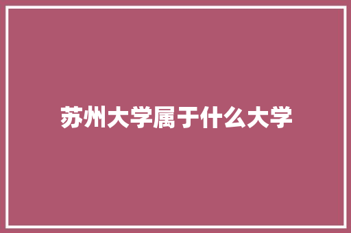 苏州大学属于什么大学