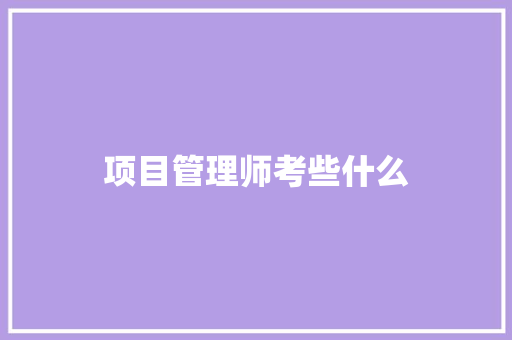 项目管理师考些什么