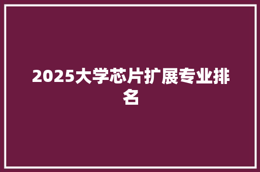 2025大学芯片扩展专业排名