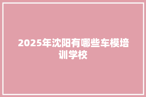 2025年沈阳有哪些车模培训学校