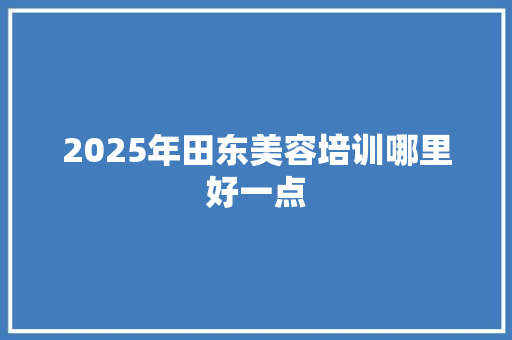 2025年田东美容培训哪里好一点