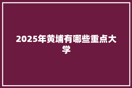 2025年黄埔有哪些重点大学 职场写作
