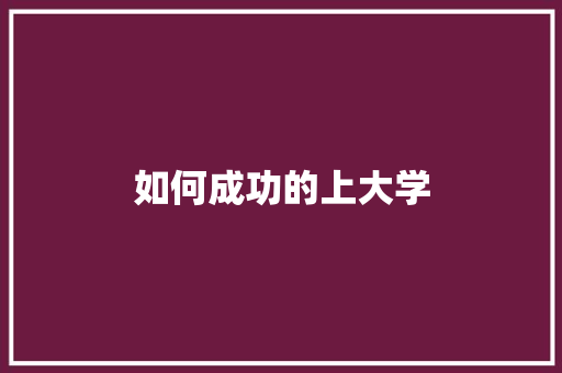 如何成功的上大学 项目报告