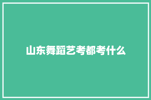 山东舞蹈艺考都考什么