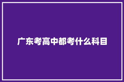 广东考高中都考什么科目