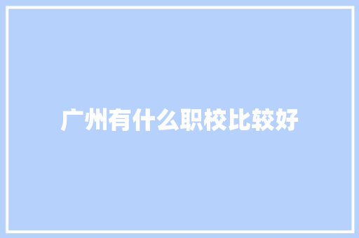 广州有什么职校比较好 工作总结