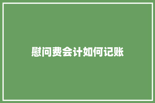 慰问费会计如何记账