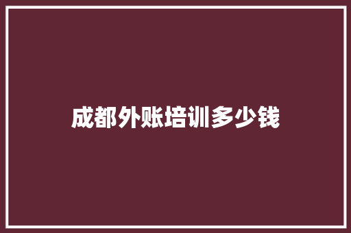 成都外账培训多少钱