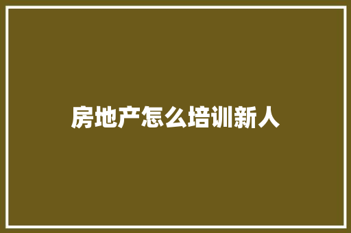房地产怎么培训新人 工作总结