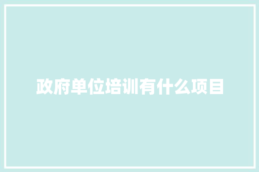 政府单位培训有什么项目