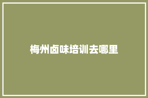 梅州卤味培训去哪里 会议纪要