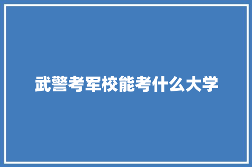 武警考军校能考什么大学 项目报告