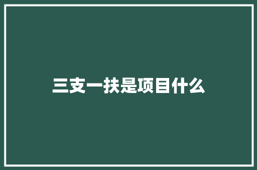 三支一扶是项目什么