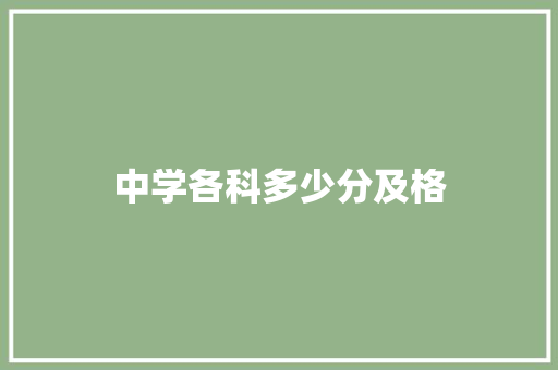 中学各科多少分及格