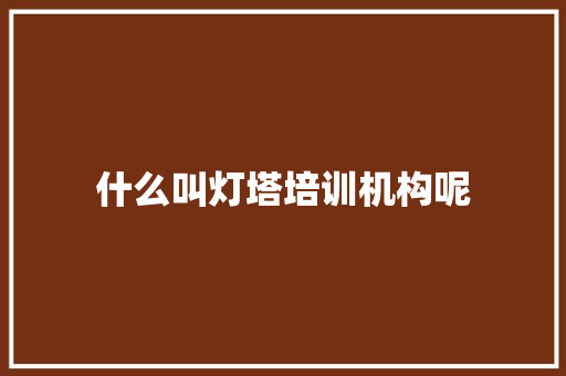 什么叫灯塔培训机构呢