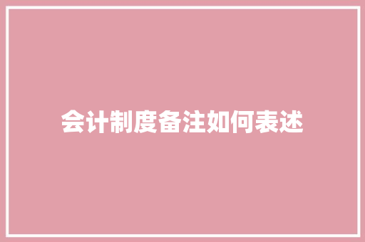 会计制度备注如何表述 会议纪要