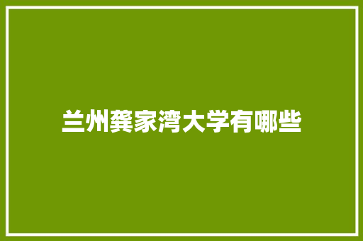 兰州龚家湾大学有哪些