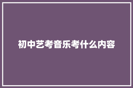 初中艺考音乐考什么内容