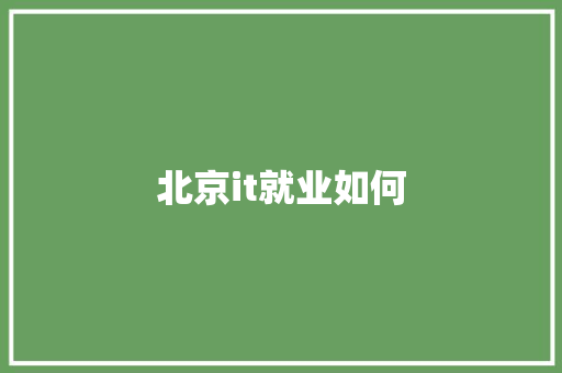 北京it就业如何