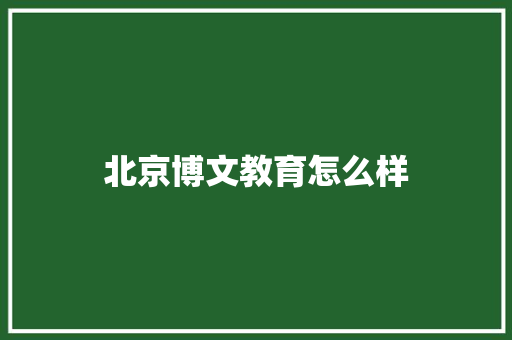北京博文教育怎么样 工作总结