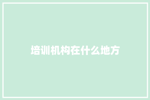 培训机构在什么地方 项目报告